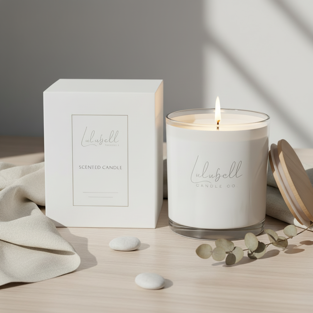 Triple scented soy candle in glass jar with timber lid Burning Candle