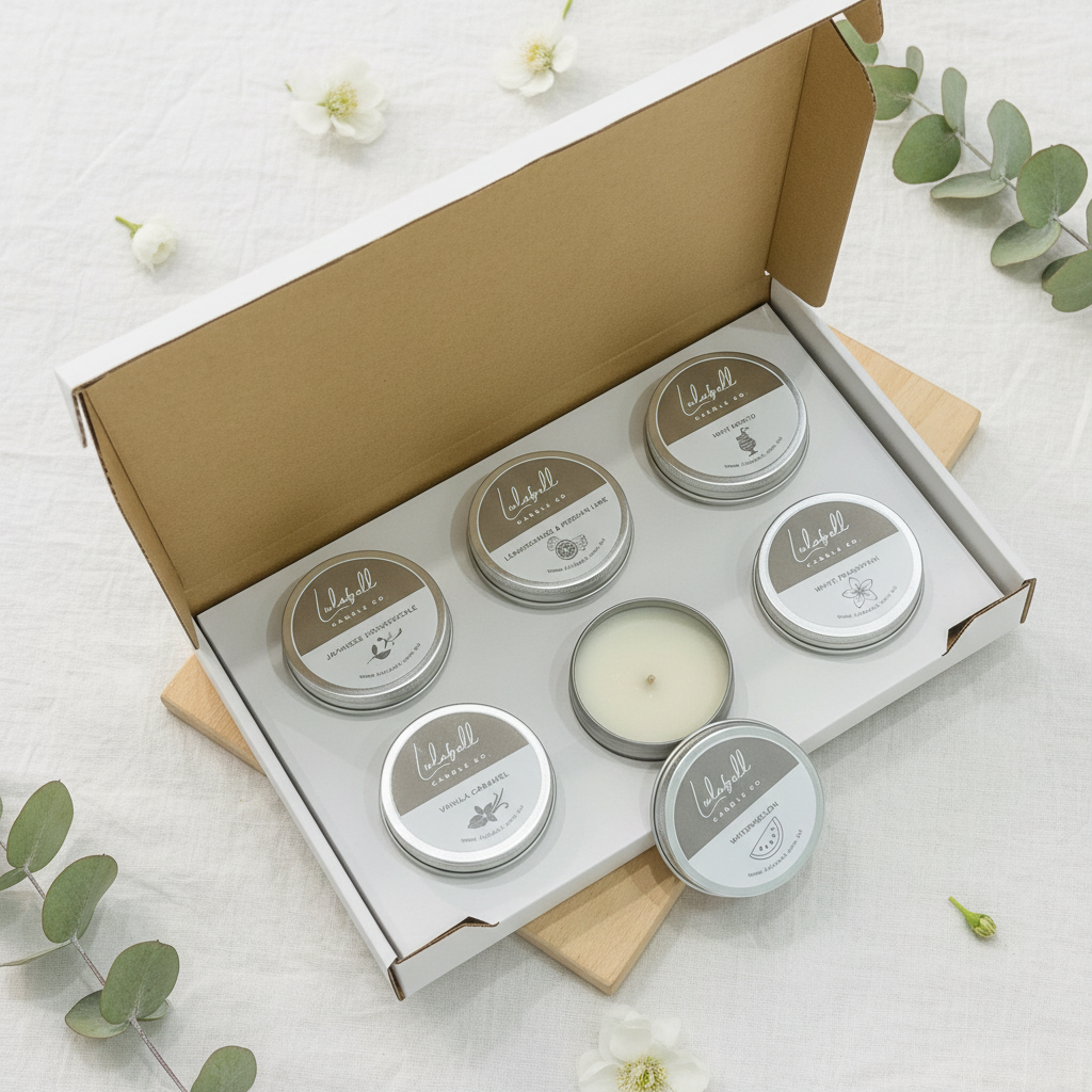 Candle Sampler Lifestyle Image - Light Aerial View
